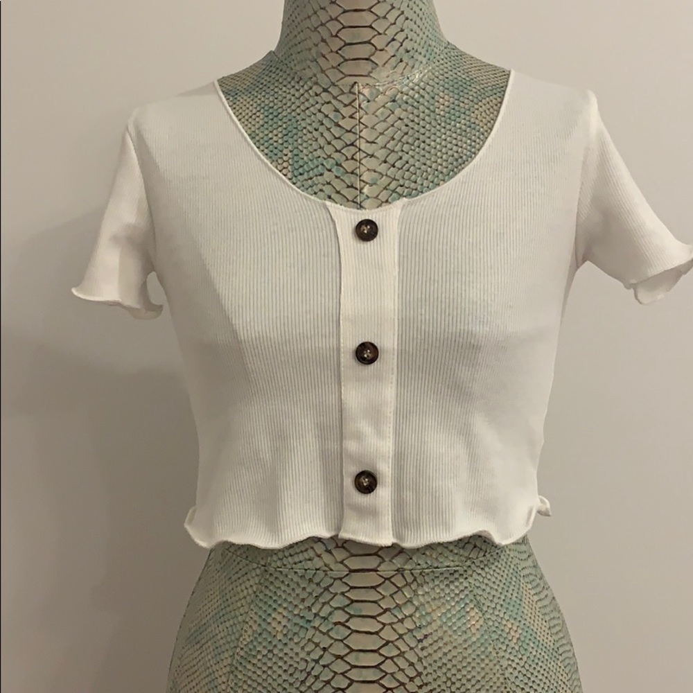 white top with buttons